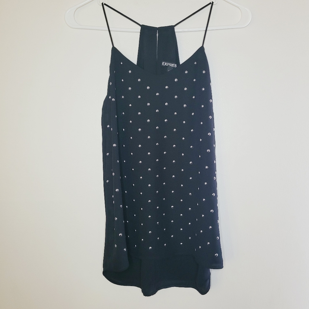 Express Top Womens XS Tank Studded Lightweight Party 2000 Date Night Metal Biker